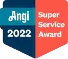 Angi 2022 Super Service Award badge of King Rooter and Plumbing